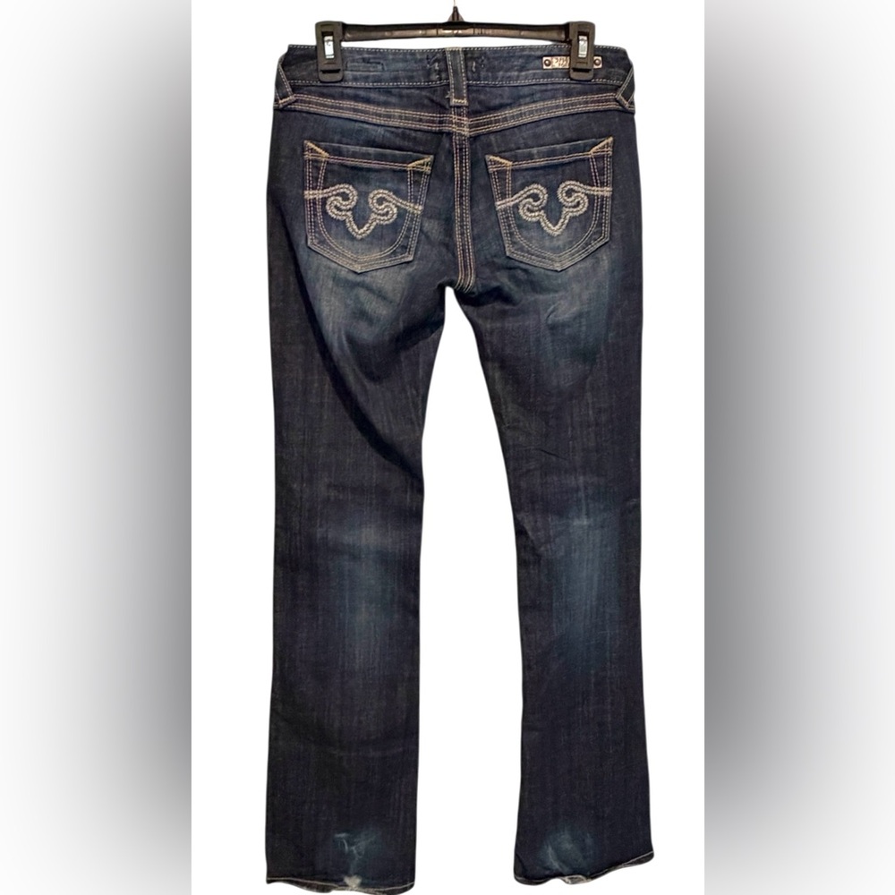 ReRock Express Y2K Jeans Womens 2R Long Inseam Barely Boot Dark Blue Wash EUC - Picture 8 of 11